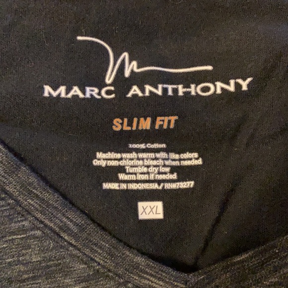 Marc Anthony Heather Grey V Neck Tee - Picture 3 of 3